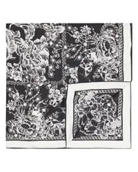 Alexander McQueen Foulard mit Blüten- und Totenkopf-Print Black