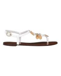 Dolce & Gabbana Raffia-Sandalen mit Medaillons White