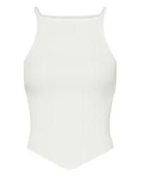 Courrèges Rippstrick-Tanktop mit spitzem Saum Signature White