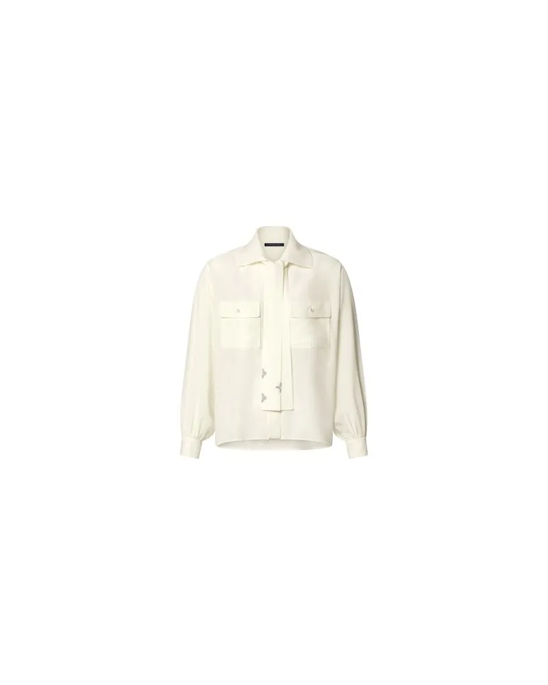 Louis Vuitton Bluse mit Lavallière und Pattentasche White