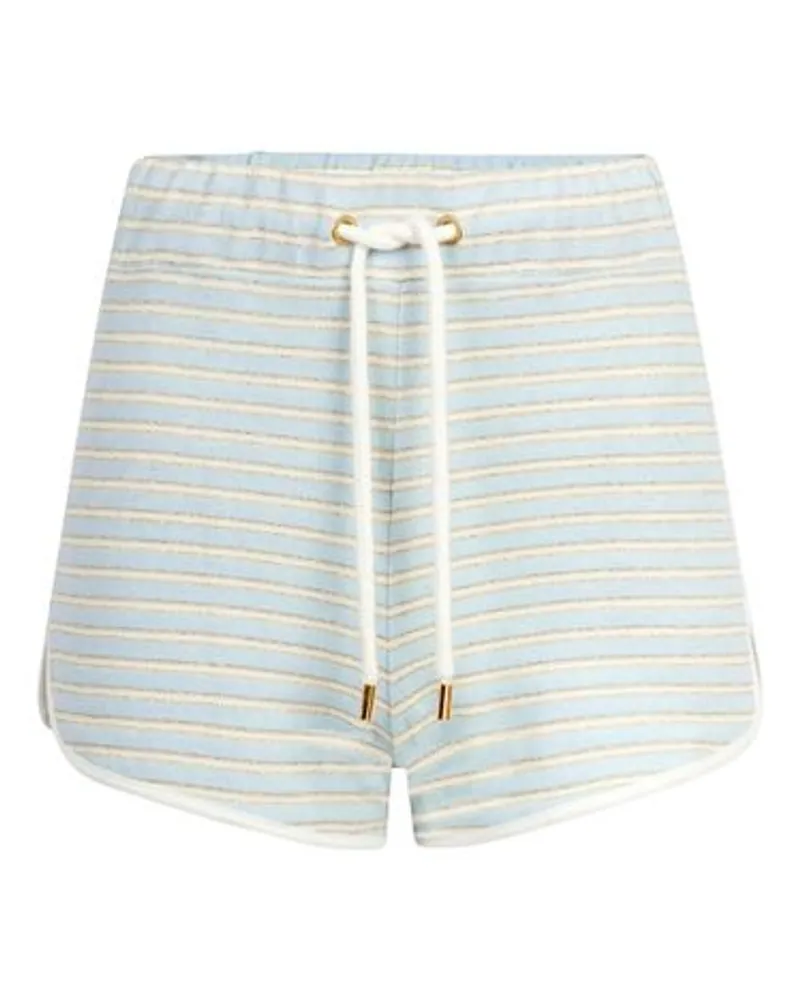 Nina Ricci Gestreifte Frottee-Hotpants Blue