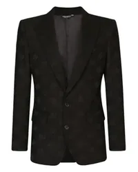 Dolce & Gabbana Einreihige Jacquard-Jacke in Sicilia Fit mit Monogramm-Design DG Black