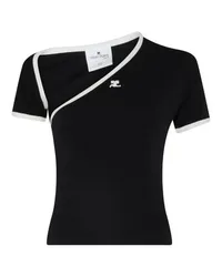 Courrèges Kurzarm-T-Shirt mit Kontrastdetails Slash Black