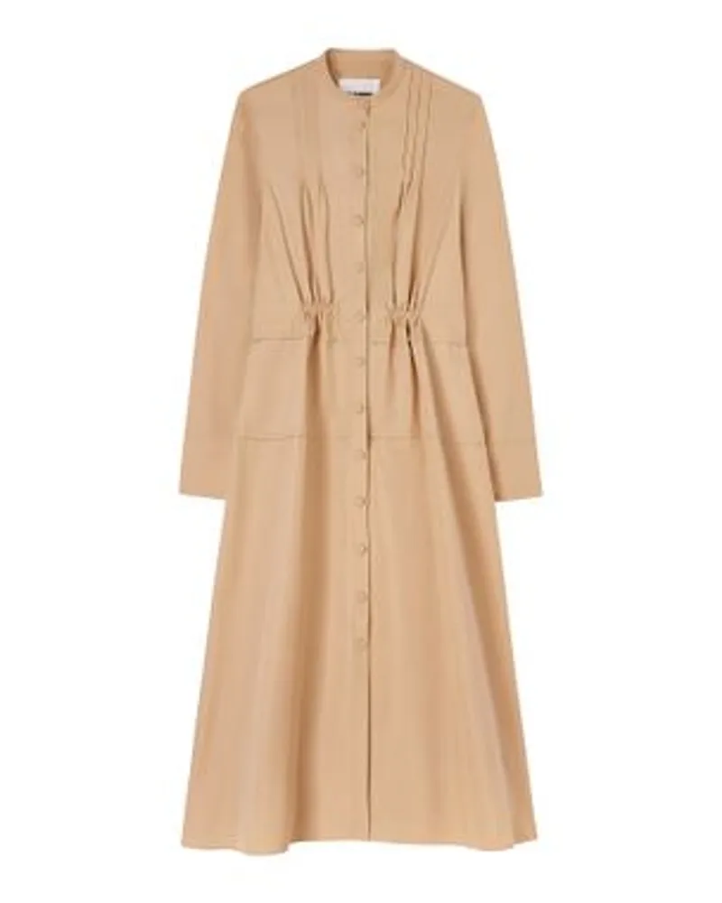 Jil Sander Hemdkleid mit Schößchen und lässigem Schnitt Beige