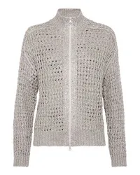 Brunello Cucinelli Rustic Dazzling Net-Cardigan Grey