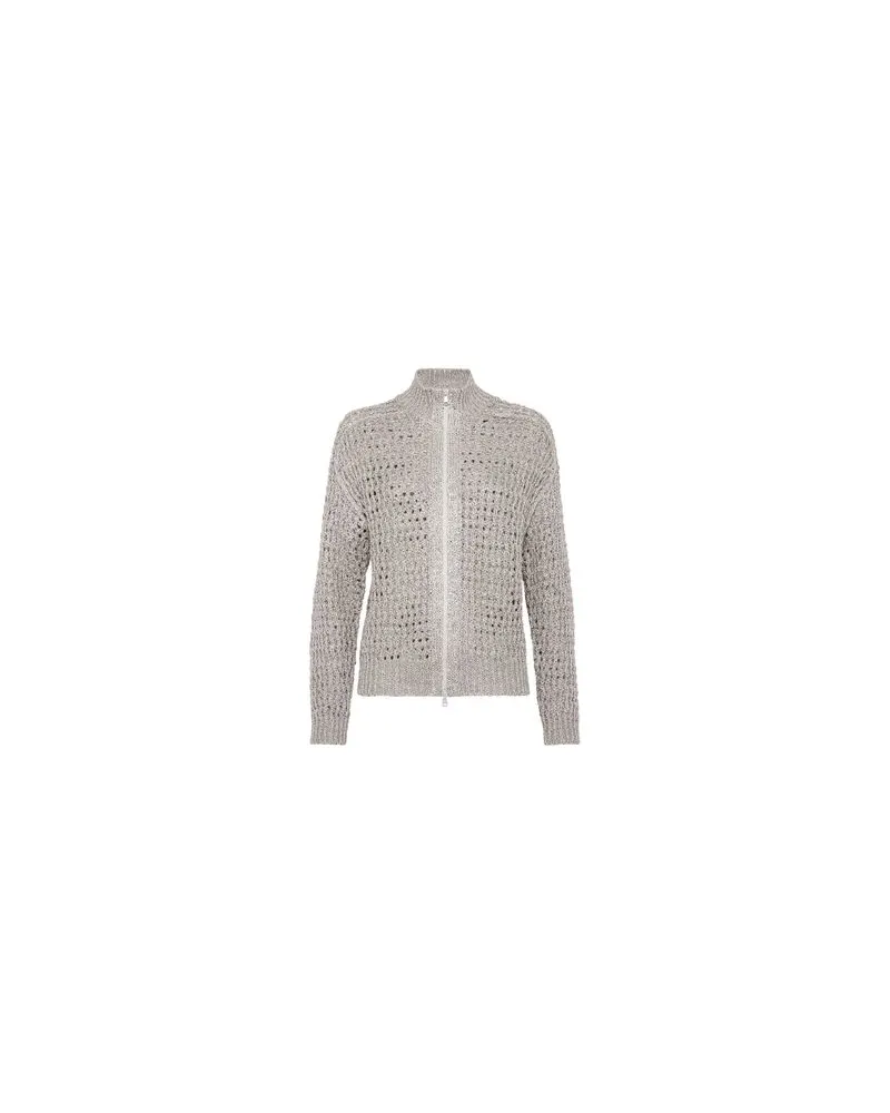 Brunello Cucinelli Rustic Dazzling Net-Cardigan Grey