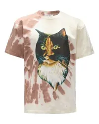 J.W.Anderson T-Shirt in Tie-Dye-Optik mit Katzen-Print Brown