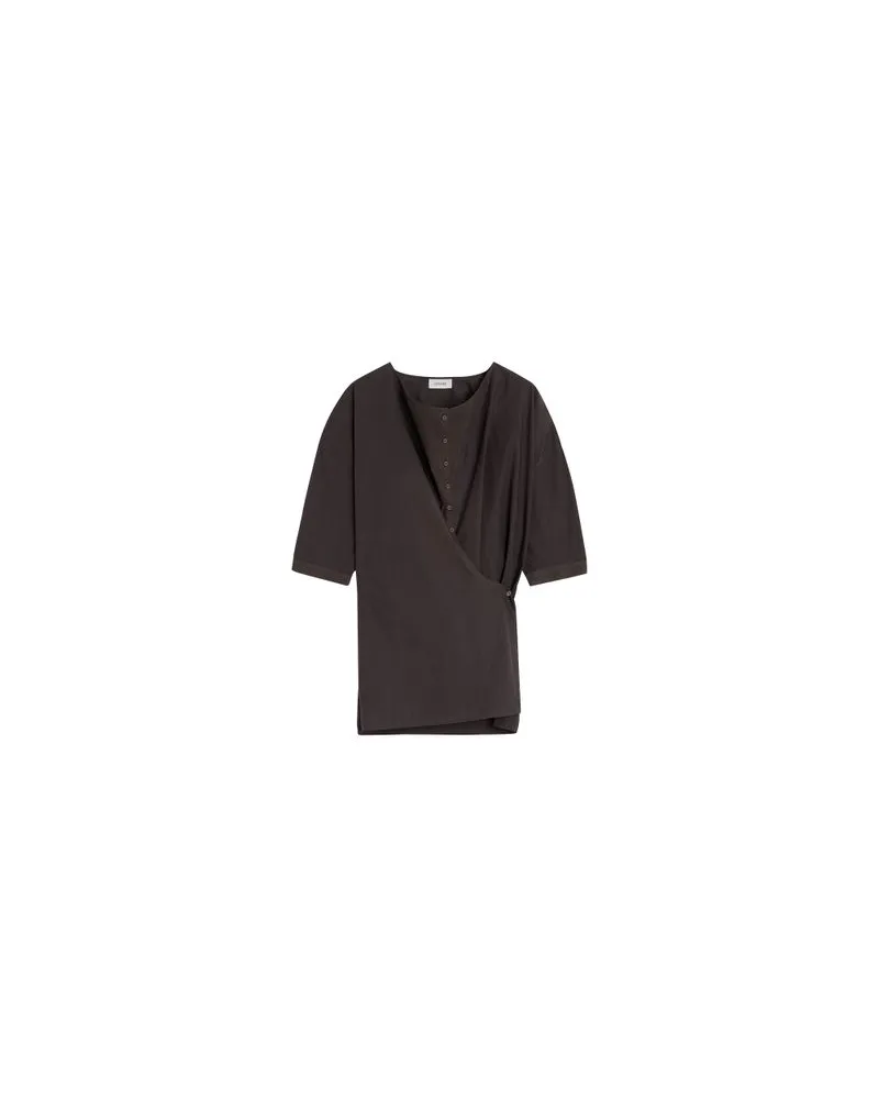 Christophe Lemaire Kurzarmhemd mit Twist Brown