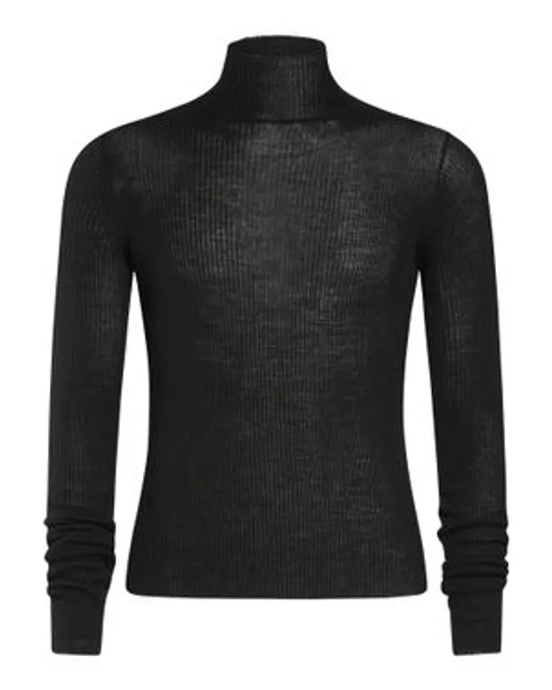 Ann Demeulemeester Geripptes Top Bastiaan mit hohem Kragen Black