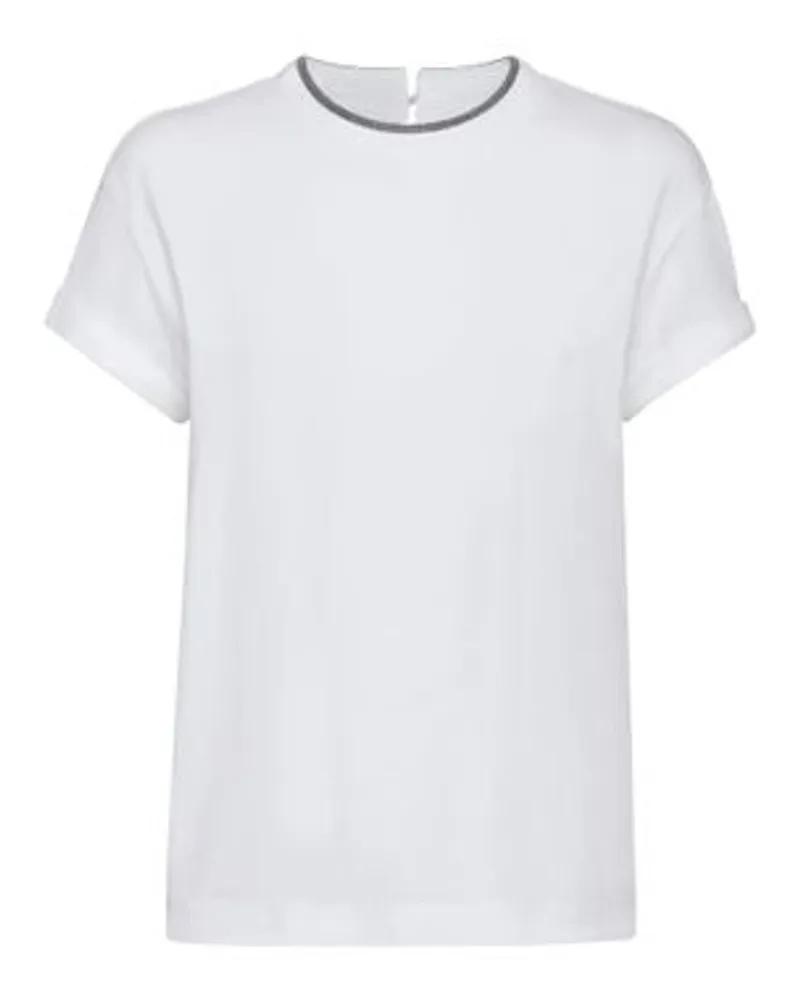 Brunello Cucinelli T-Shirt mit Precious Faux Layering White