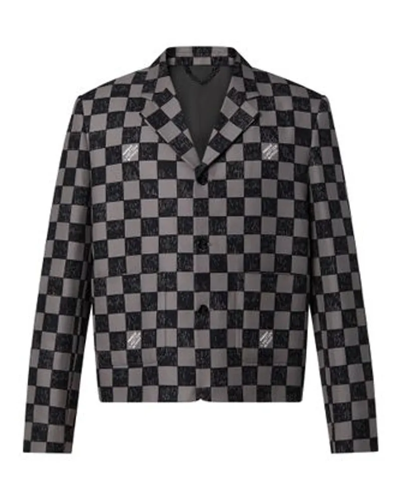 Louis Vuitton Jacke mit kantiger Passform und Damier-Motiv Black