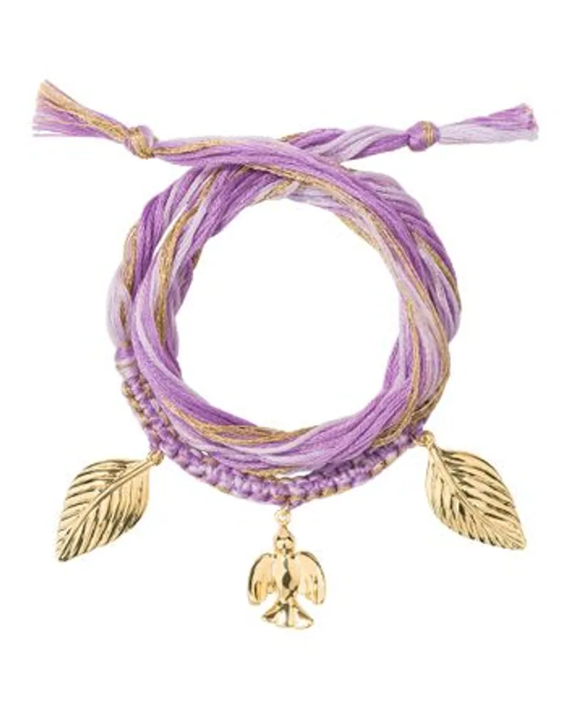 Aurélie Bidermann Armband Honolulu mit Taube und Blatt Purple