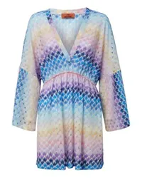 Missoni Kurzer Strand-Kaftan in Spitzenoptik mit Lurex Blue