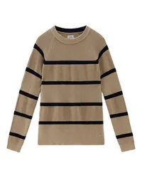 Woolrich Gestreifter Rundhalspullover Beige