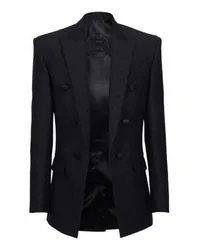 Balmain Satinjacke mit Mini-Monogramm Black