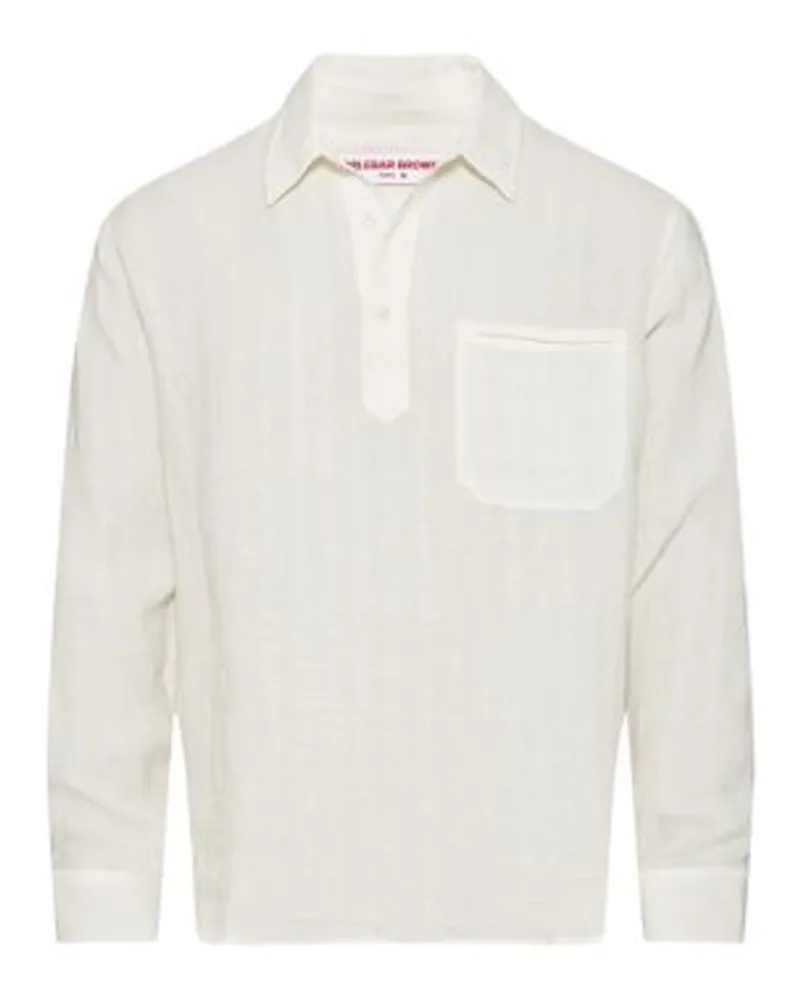Orlebar Brown Leinenhemd mit Streifen Shanklin White