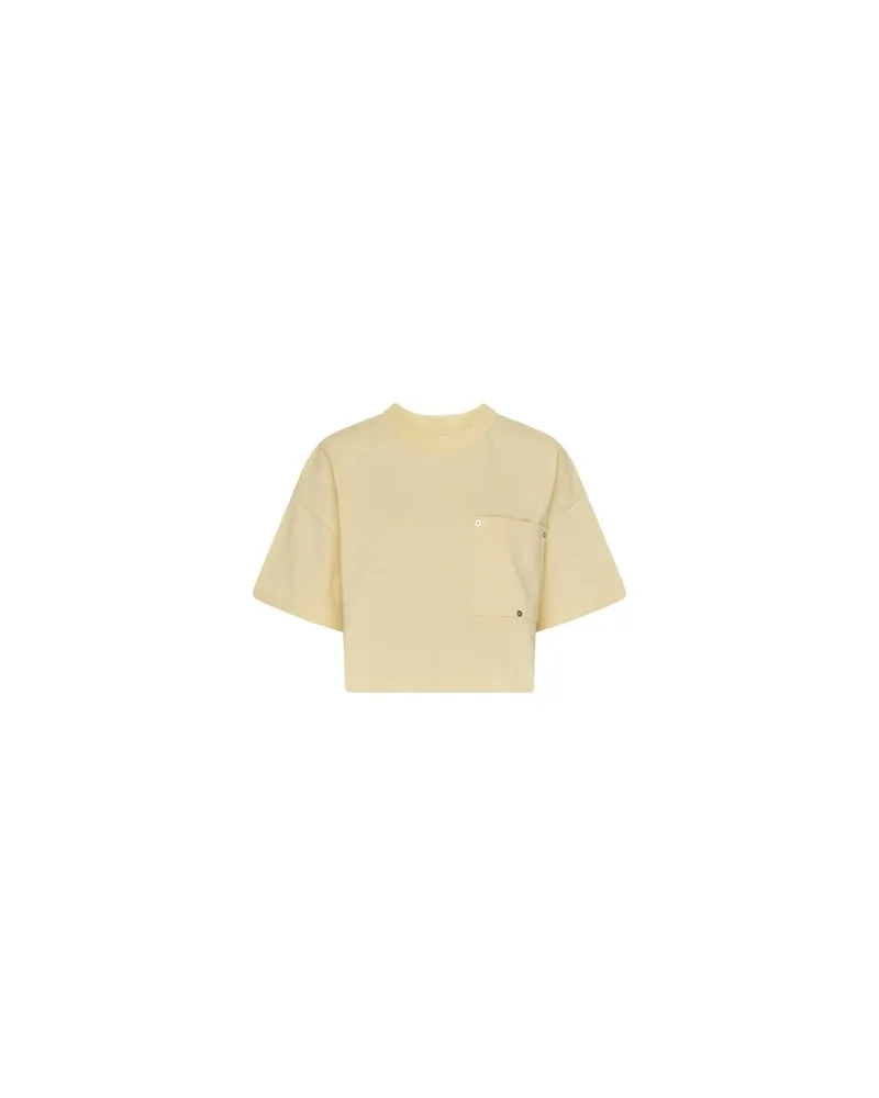 Bottega Veneta Jersey cropped t-shirt with V pocket Yellow