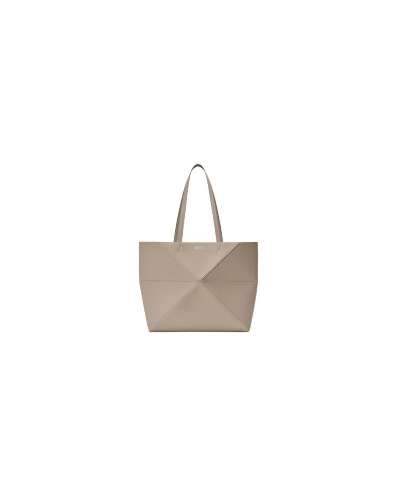 Loewe Medium horizontal Puzzle Fold tote in soft grained calfskin Beige