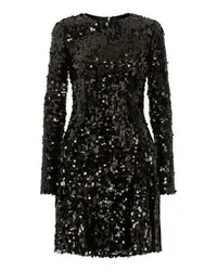 Dolce & Gabbana Kurzes Paillettenkleid mit langem Arm Black