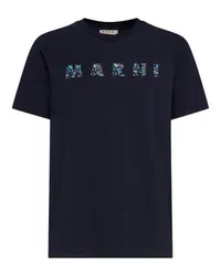 Marni Jersey-T-Shirt mit Rundhalsausschnitt Blue