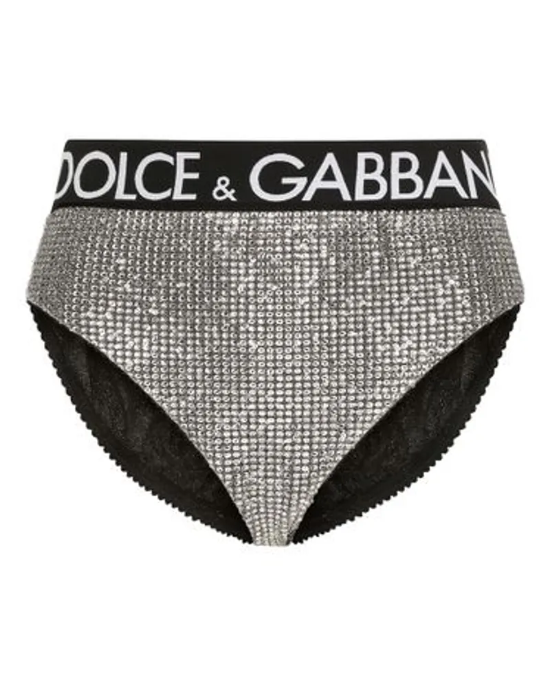 Dolce & Gabbana Slips mit Pailletten und Strasssteinen Silver