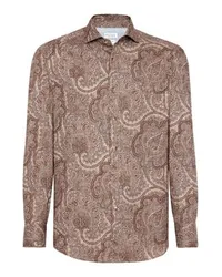 Brunello Cucinelli Hemd in Slim Fit mit Paisleymuster Brown