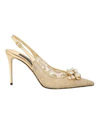 Dolce & Gabbana Spitzen-Slingpumps Rainbow Gold