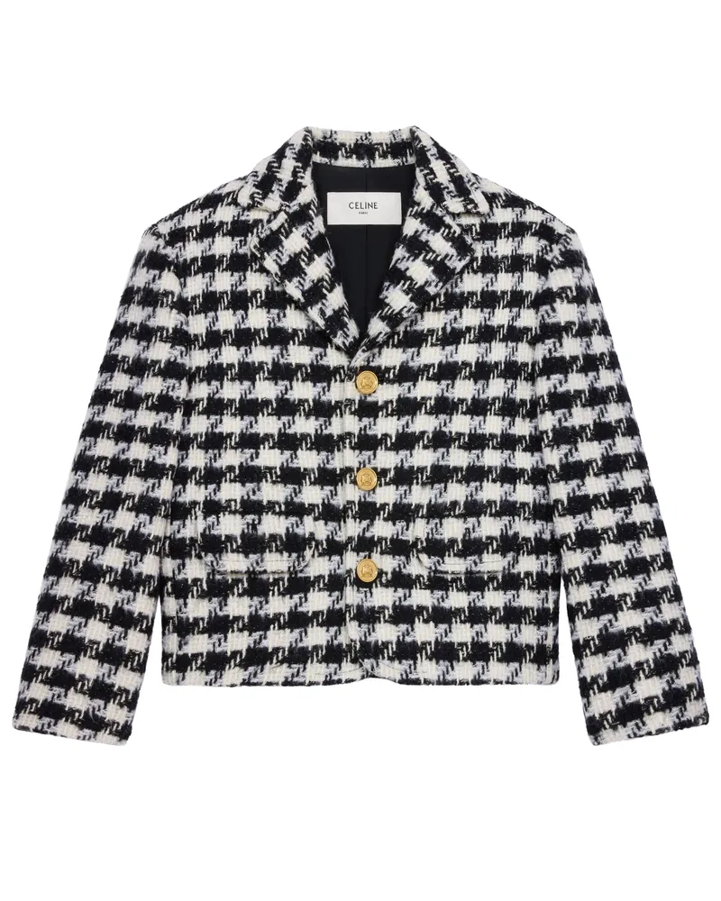Celine Garance-jacke aus woll-natté mit hahnentrittmuster 
