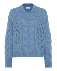 Brunello Cucinelli Cable & Net mit Monili-Pullover Blue