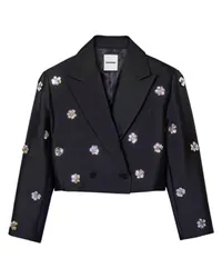 Sandro Kurze Satinjacke Blumenverzierung Black