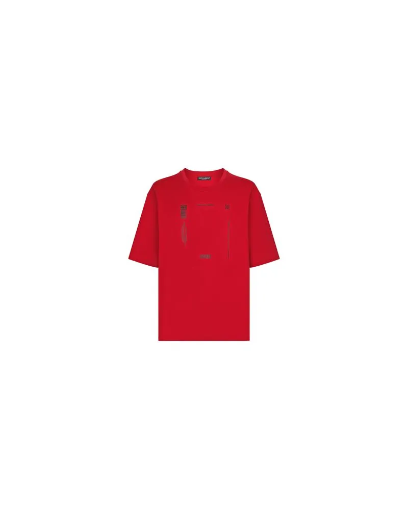 Dolce & Gabbana Baumwoll-T-Shirt mit Logo und Print VIB3 Red