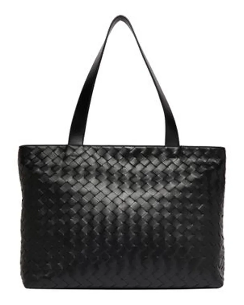 Bottega Veneta Kleine Intrecciato Tote Bag mit Reißverschluss Black