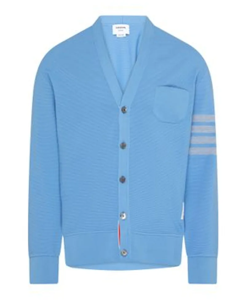 Thom Browne Gestreifter Cardigan mit Signatur-Bändern Blue