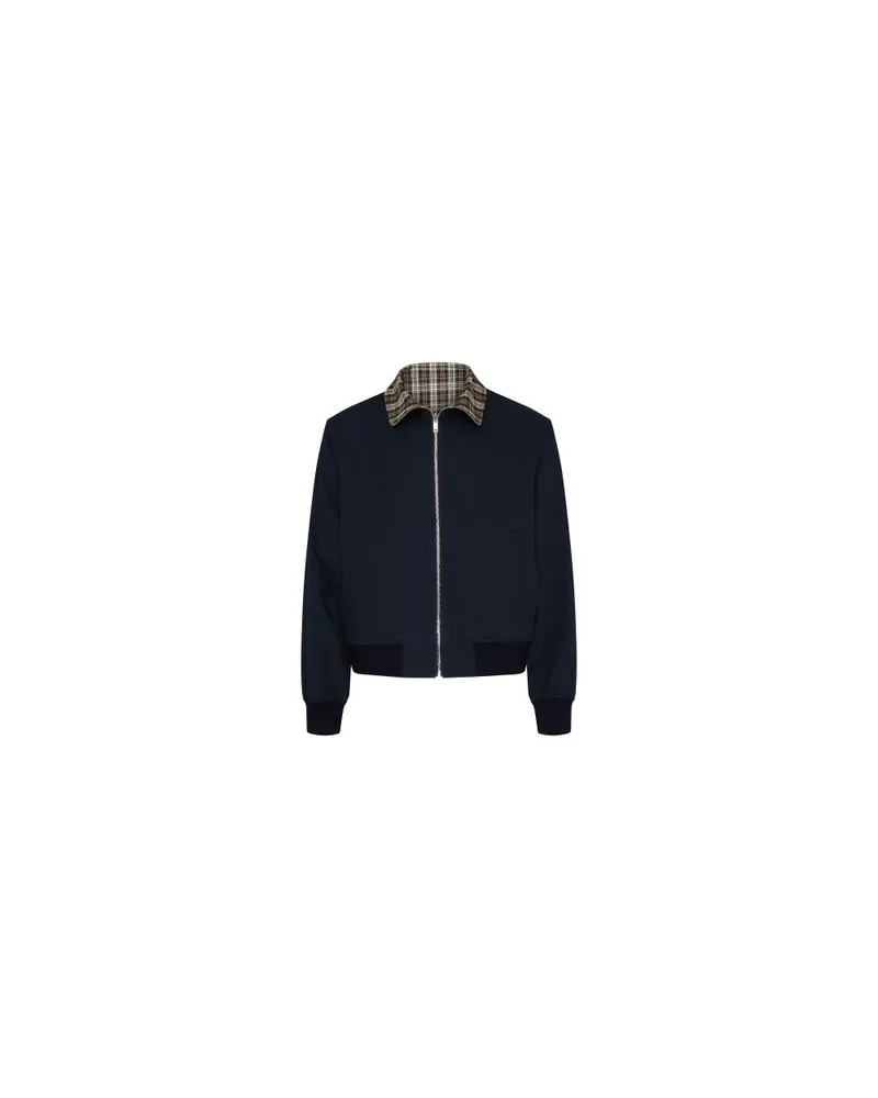 Bottega Veneta Hemd Aus Leder Mit Flanell-Print Blue