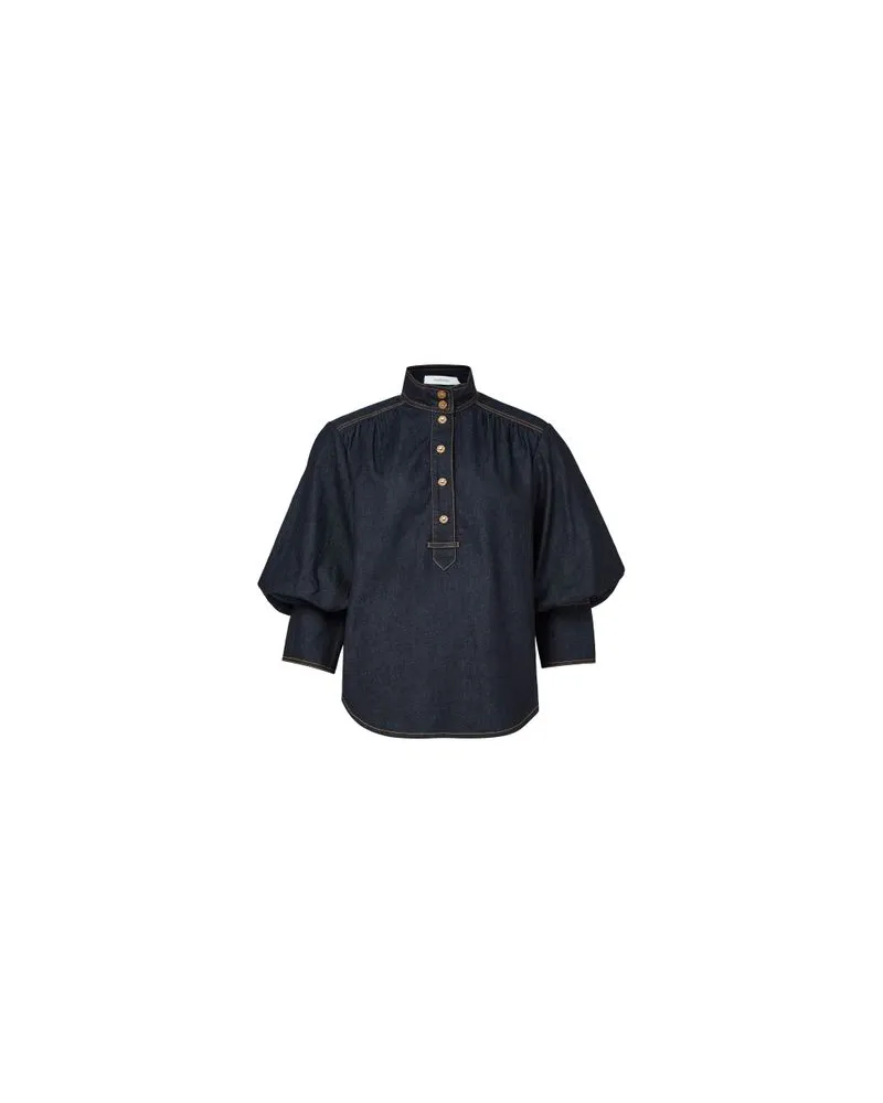 Loewe Jeansjacke mit Shearling-Kragen Blue