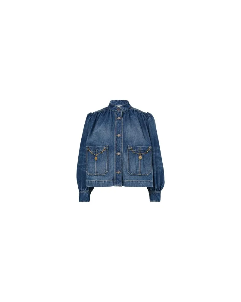 Loewe Jeansjacke mit Shearling-Kragen Blue