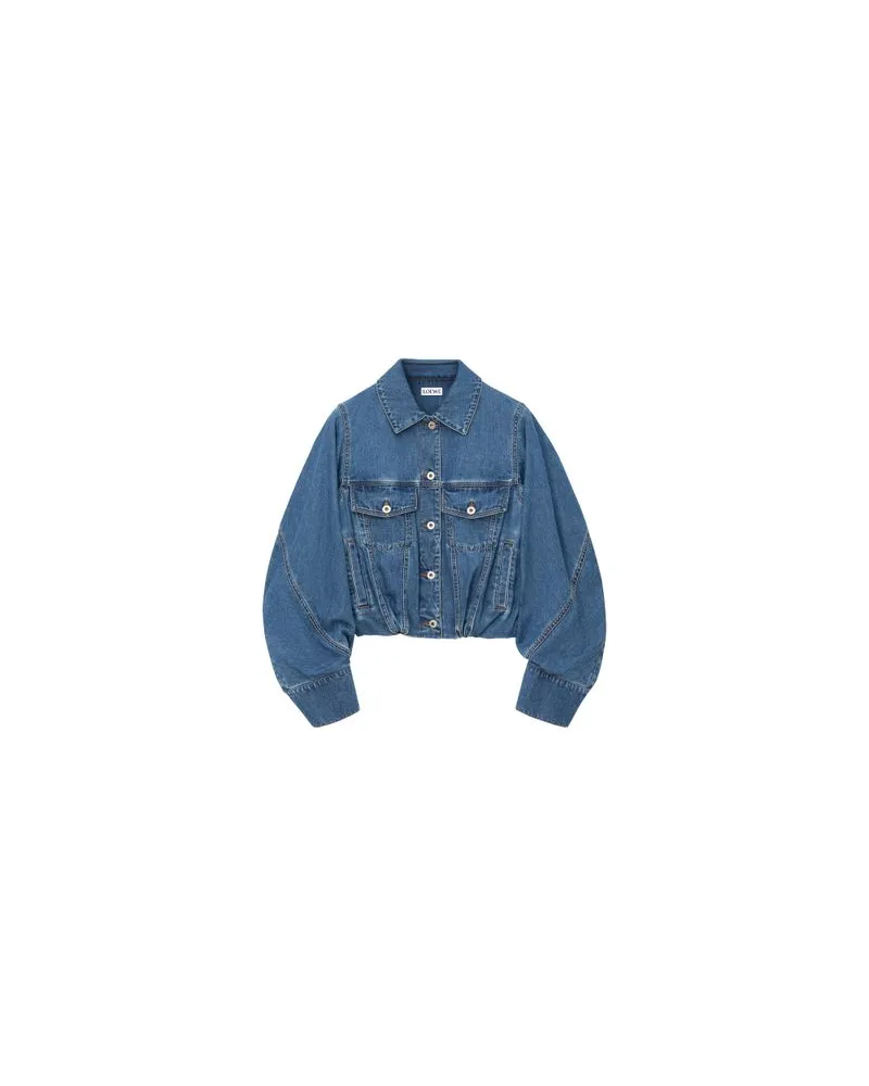 Loewe Jeansjacke mit Shearling-Kragen Blue