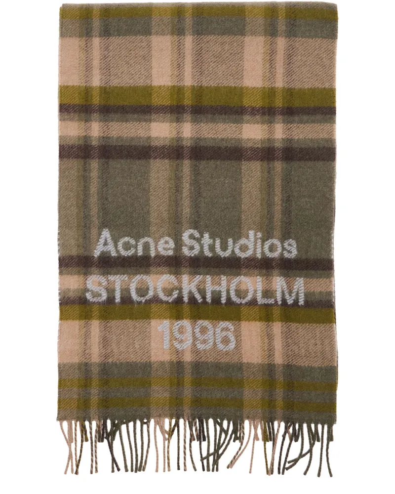 Acne Studios Schal mit Karo-Logo Green