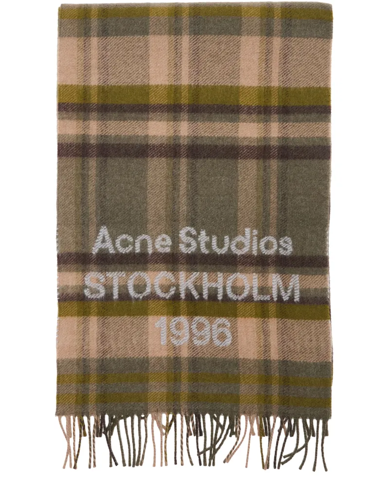 Acne Studios Schal mit Karo-Logo Green