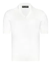 Dolce & Gabbana Seiden-Poloshirt mit Signatur White