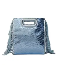 Maje Mini M-Tasche Metallic Pythonmuster Blue