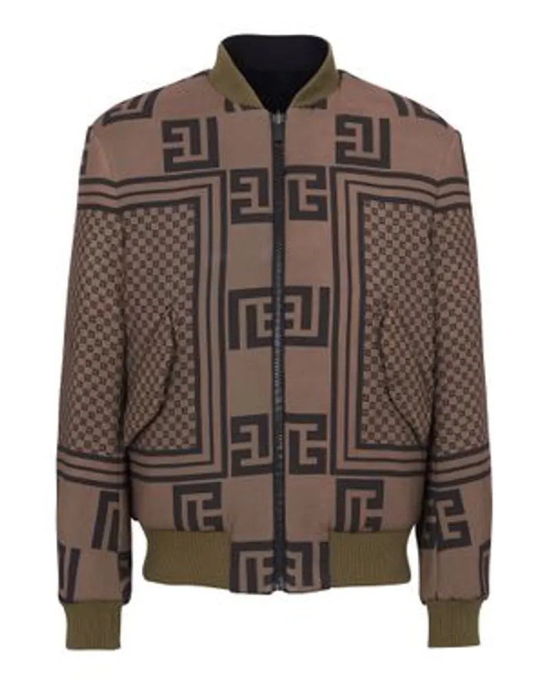 Balmain Wende-Bomberjacke mit Mini-Monogramm Brown