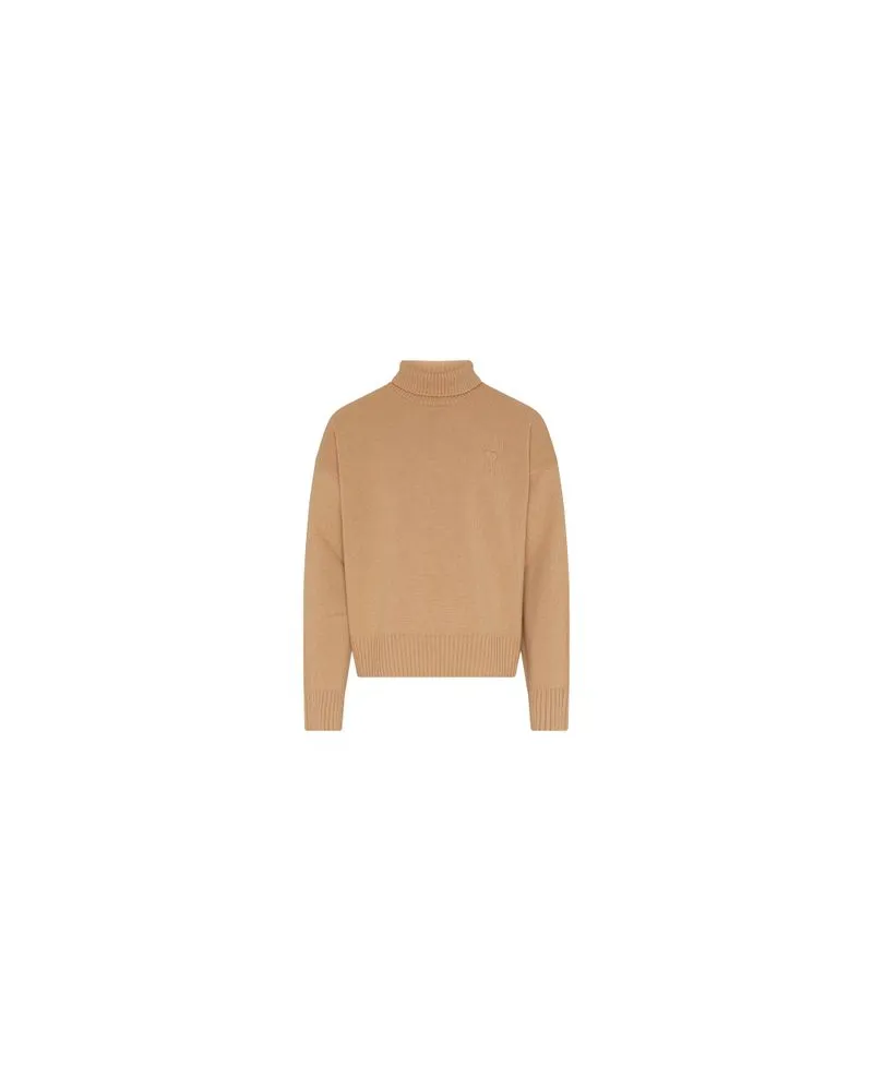 AMI Paris Rollkragenpullover Ami de Cœur Beige