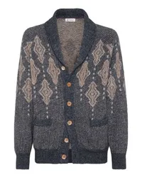 Brunello Cucinelli Cardigan in Jacquard Blue