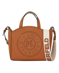 Karl Lagerfeld Kleine Tote Bag mit K/Kreis und Lochmuster Brown