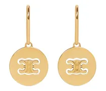Triomphe Swivel Earrings In Brass With Gold Finish
