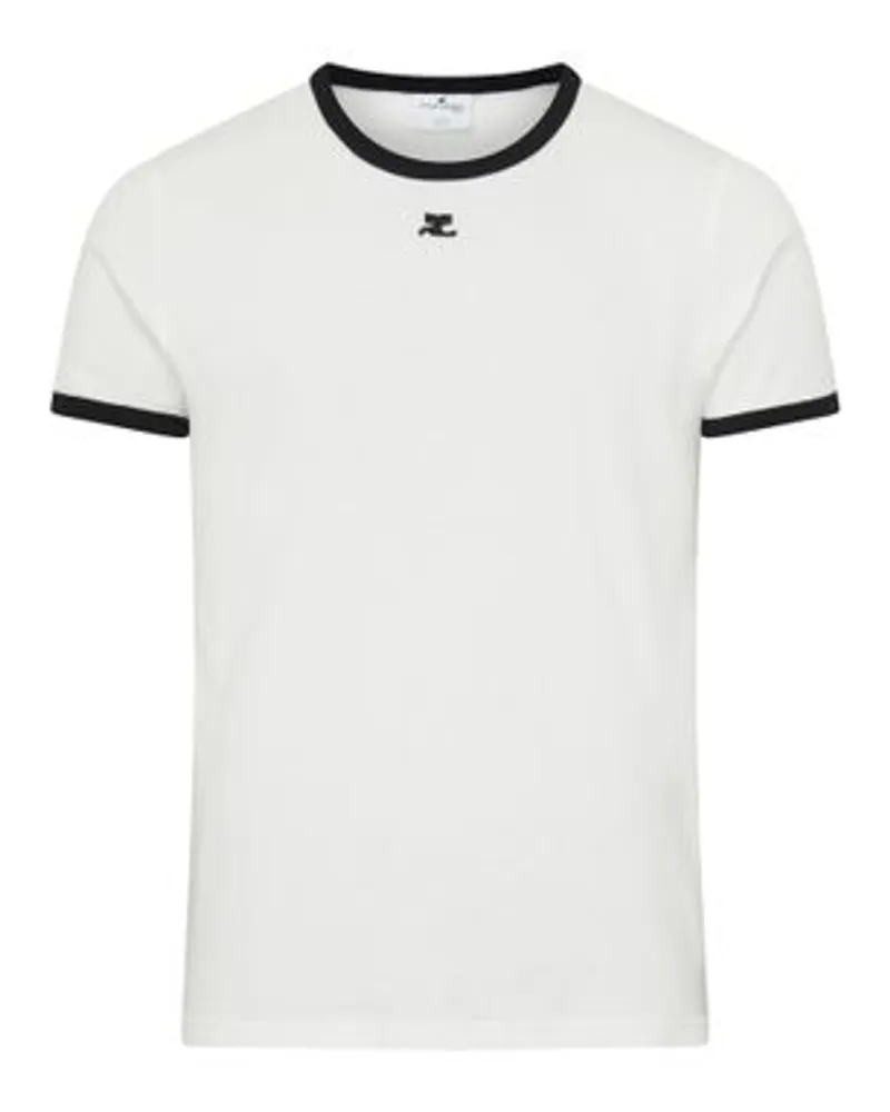 Courrèges Kontrast-T-Shirt Signature White