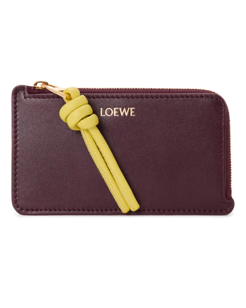 Loewe Kartenetui und Geldbörse Knot aus glänzendem Nappa-Kalbsleder Burgundy