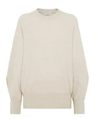 Brunello Cucinelli Pullover in Patentstrick mit Monili Beige