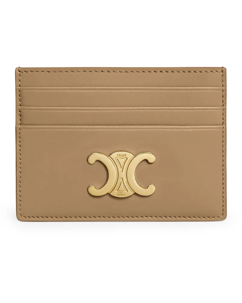 Celine Triomphe card holder aus glänzendem kalbsleder Brown